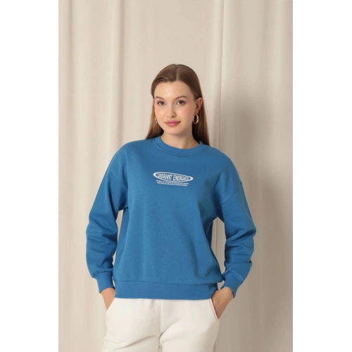 Üç İplik Uıbrant Energıes Baskılı Kadın Mavi Sweat