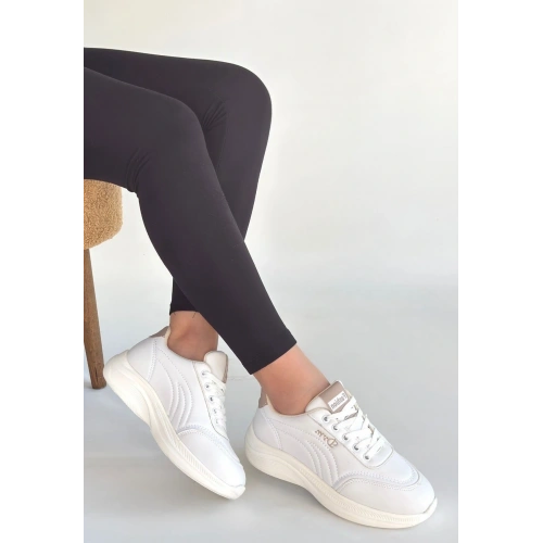 Yejja Beyaz Cilt Bağcıklı Spor Ayakkabı