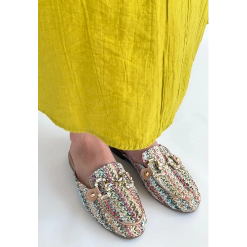 Yenda Renkli Dokumalı Terlik