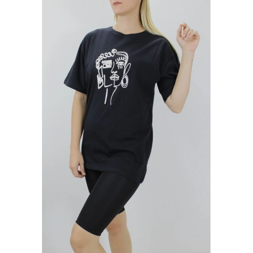 Yüz Baskılı Tişört Siyah - 144.075