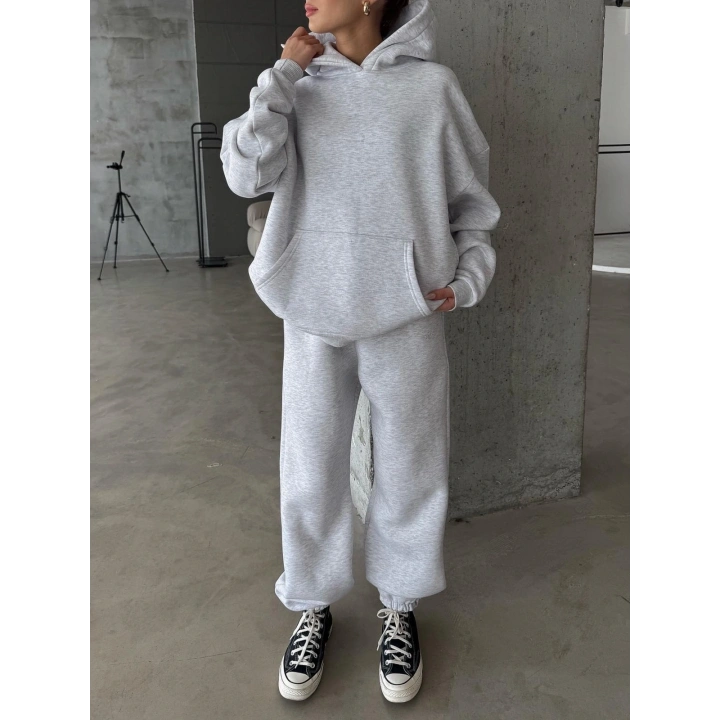 3 iplik şardonlu Lastik paça eşofman gri p510439