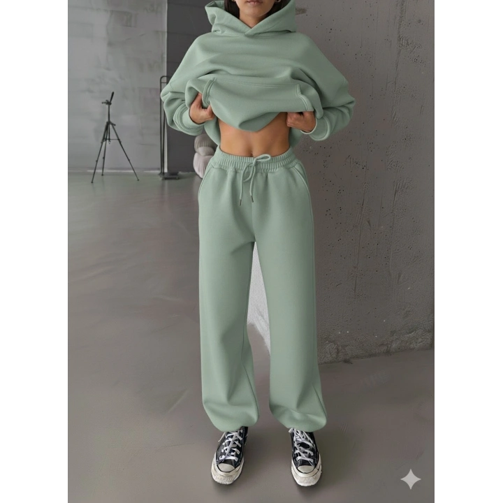 3 iplik şardonlu Lastik paça eşofman mint p510439