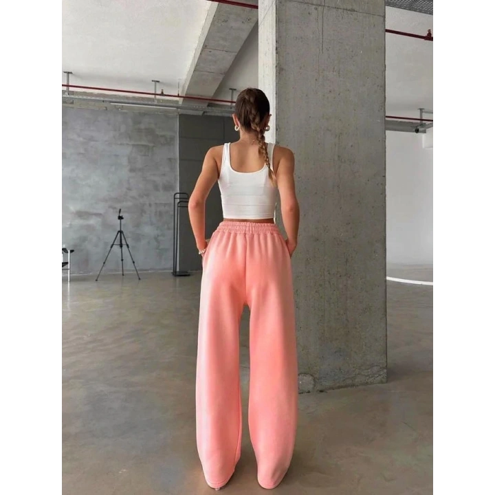 3 iplik şardonlu oversize eşofman somon