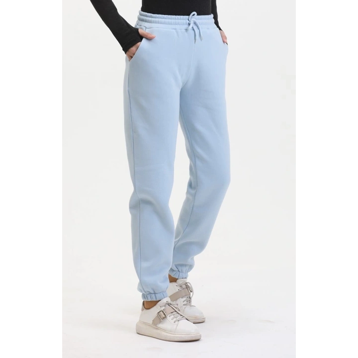 3 iplik şardonlu paça lastikli eşofman bebe mavi is001