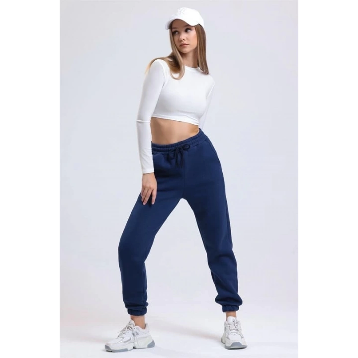 3 iplik şardonlu paça lastikli eşofman lacivert is001