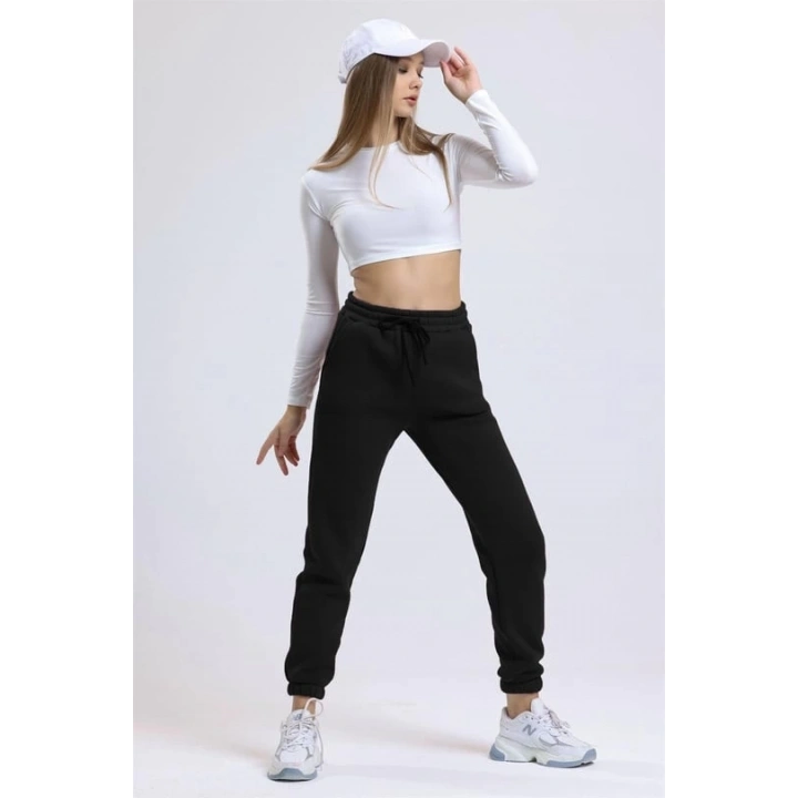 3 iplik şardonlu paça lastikli eşofman siyah is001