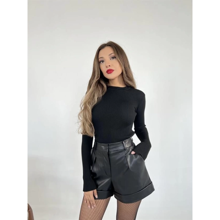 3068 ETEĞİ FIRFIRLI KAZAK-SİYAH