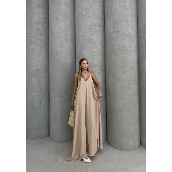 Aerobin uzun elbise bej pt