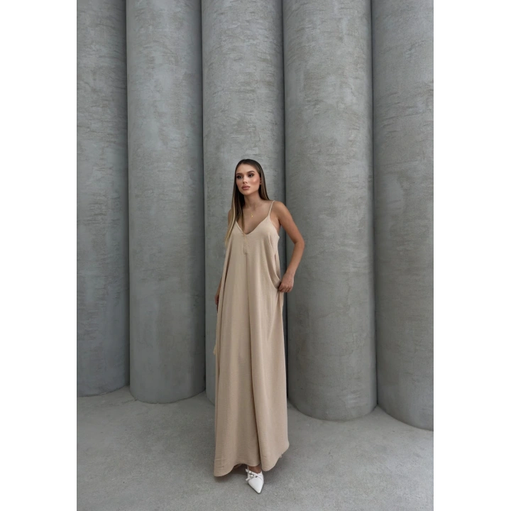 Aerobin uzun elbise bej pt