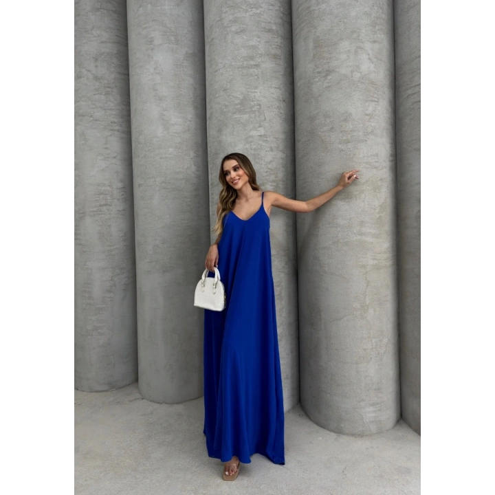 Aerobin uzun elbise saks mavisi pt