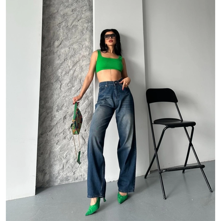 Baggy süper taş bıyık yıkama kahve tint jeans pantolon d2007