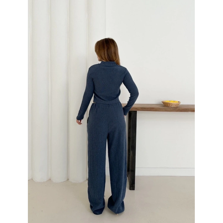 Balıkçı yaka örme takım lacivert st265865