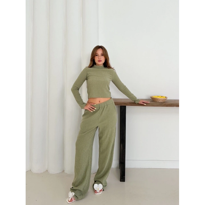 Balıkçı yaka örme takım mint st265865