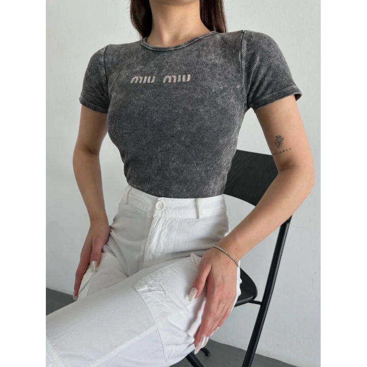 Baskılı aşıt yıkamalı bluz