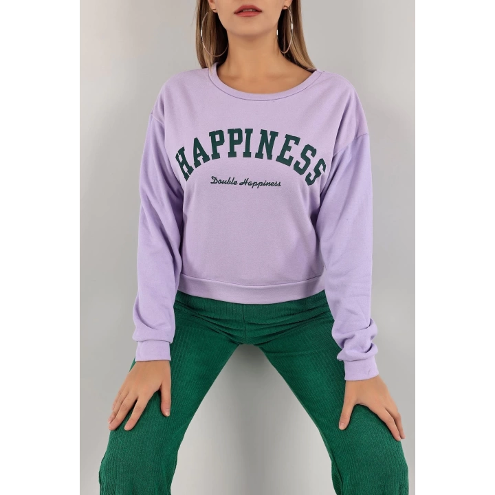 Baskılı Crop Sweat Lila - 0135.159.