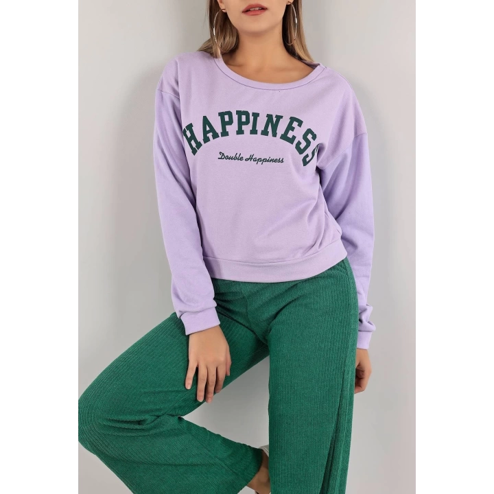Baskılı Crop Sweat Lila - 0135.159.