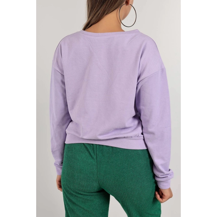 Baskılı Crop Sweat Lila - 0135.159.