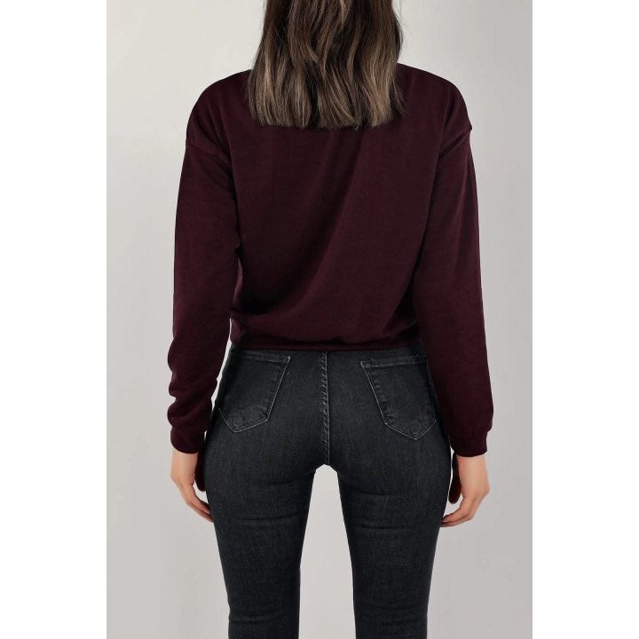 Baskılı Crop Sweat Mor - 0135.159.