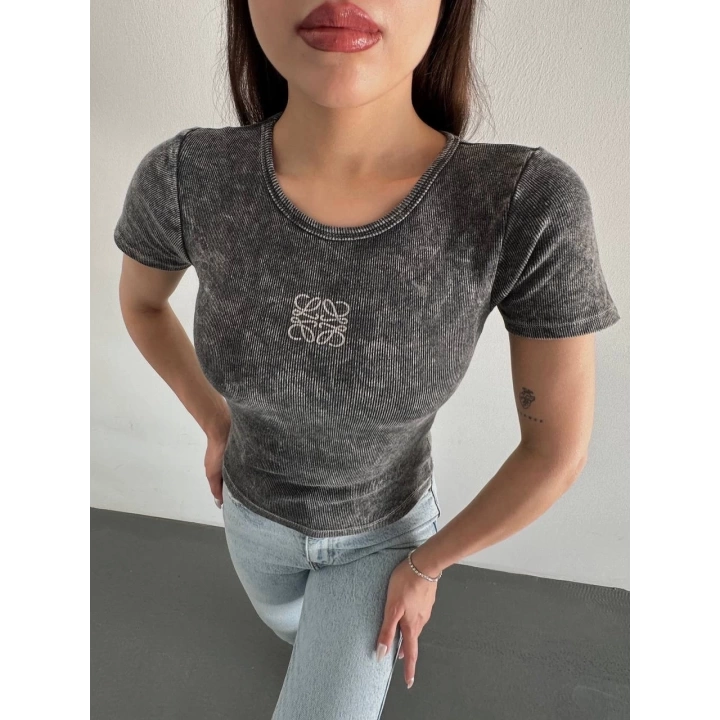 Baskılı yıkalmalı bluz