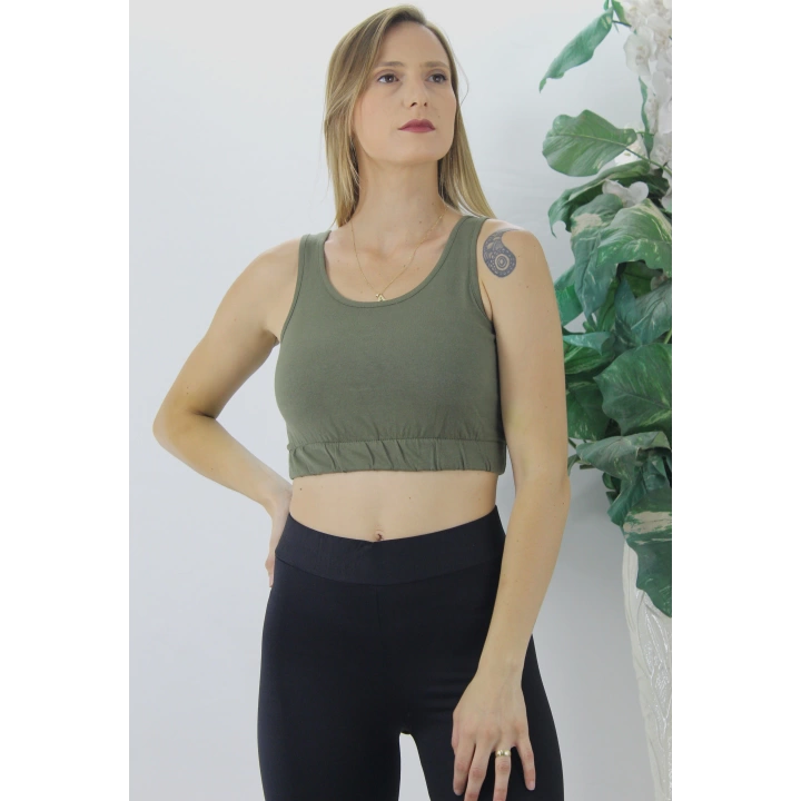 Beli Lastikli Crop Haki - Lks2907.022