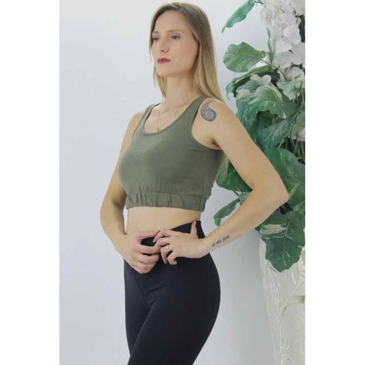 Beli Lastikli Crop Haki - Lks2907.022