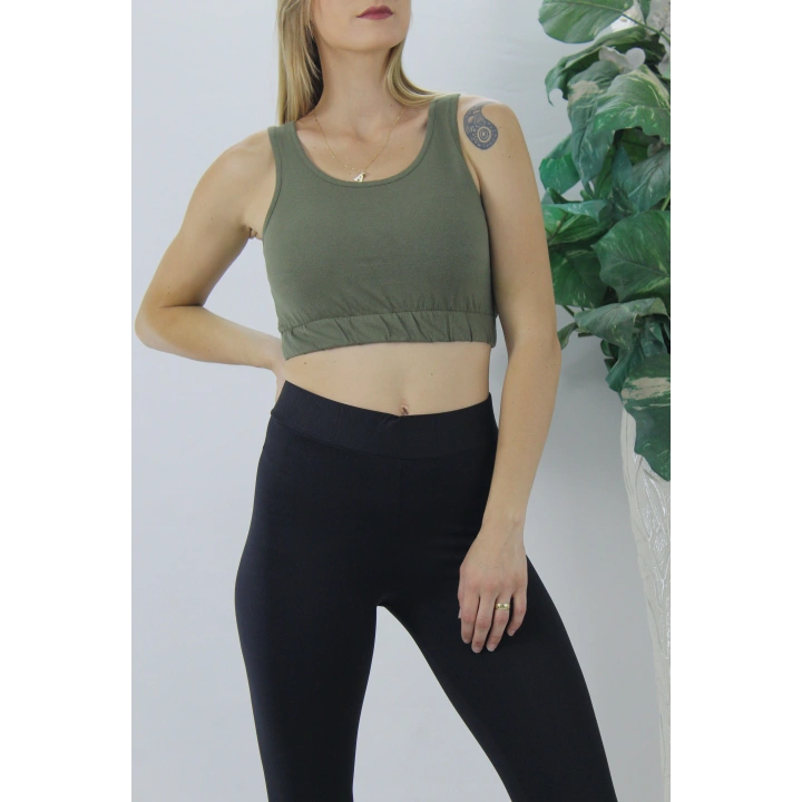 Beli Lastikli Crop Haki - Lks2907.022