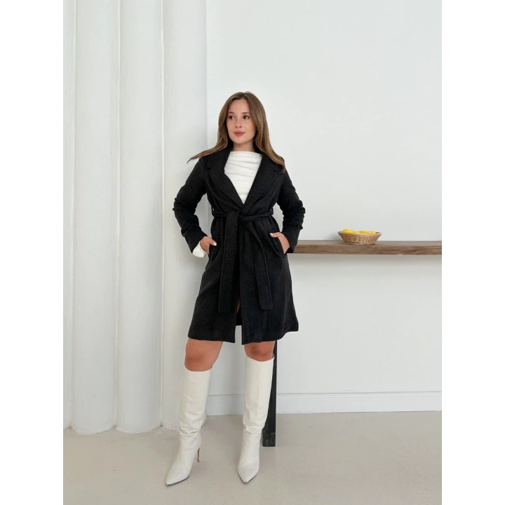 Cepli kuşaklı kaşe kaban antrasit st26458