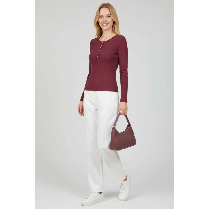 Çıtçıt Detaylı Bluz Mürdüm T4343