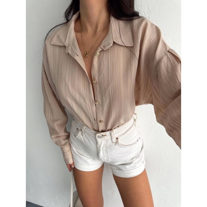 Çizgili oversize gömlek