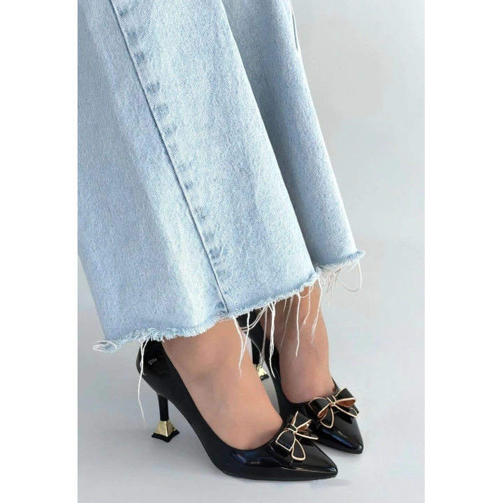 Coby Siyah Rugan Topuklu Ayakkabı