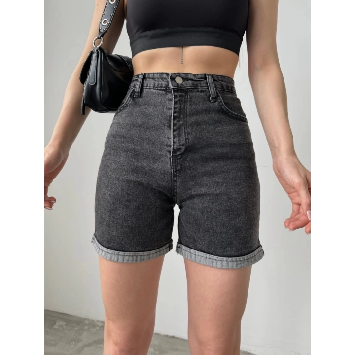 Duble Paça Yıkamalı Denim Şort