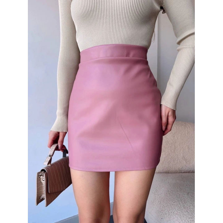 Düz deri etek pudra h24468