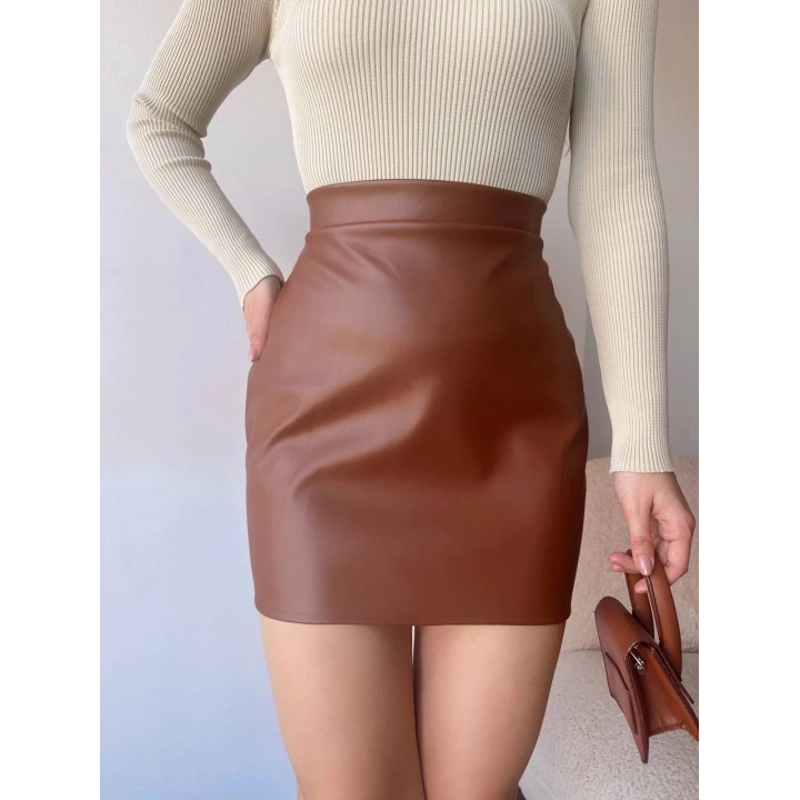 Düz deri etek taba h24468