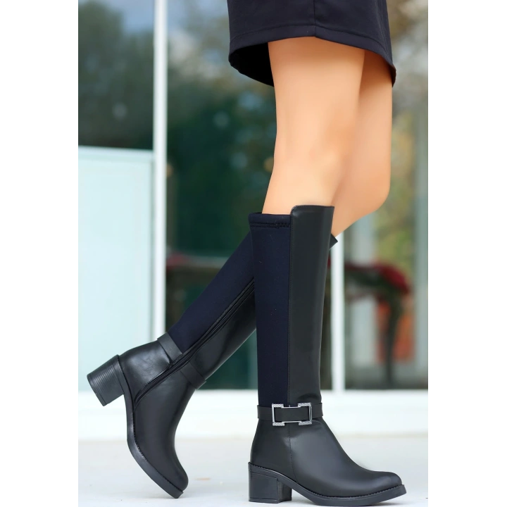 Emrat Siyah Cilt Topuklu Çizme