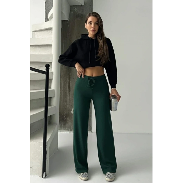 Fit comfort bej salaş pantolon petrol yeşili A6011