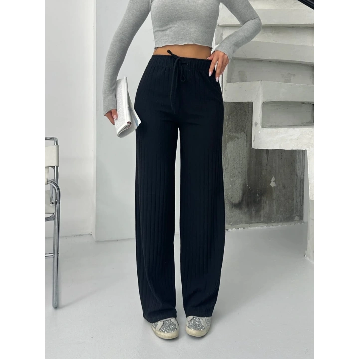 Fitilli şardonlu pantolon siyah a4058