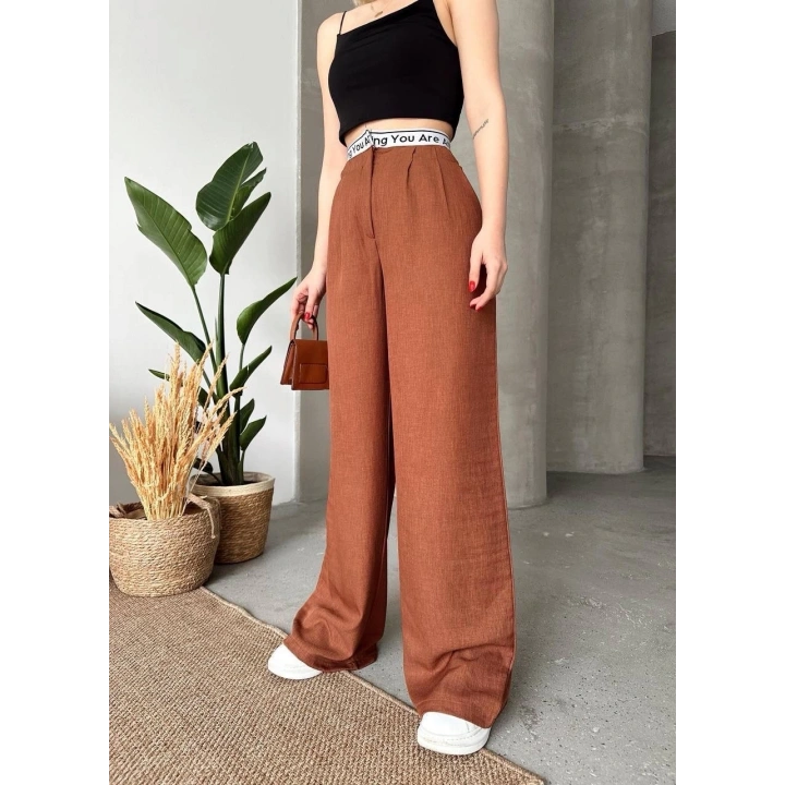 Flamlı kahve pantolon
