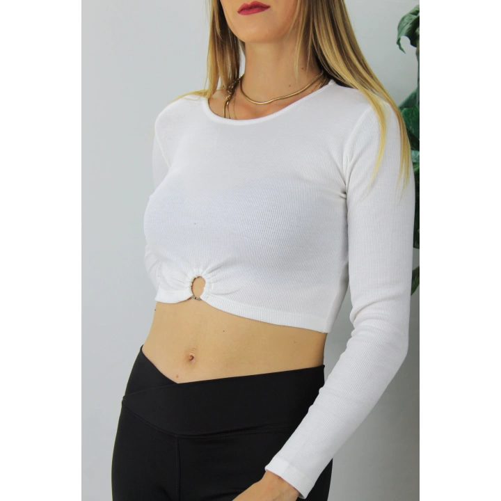 Halkalı Fitilli Bluz Beyaz - 125.495
