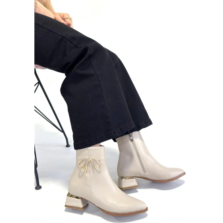 Harly Bej Cilt Topuklu Bot