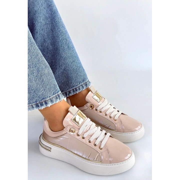 Hley Bej Rugan Paraşüt Detaylı Bağcıklı Spor Ayakkabı