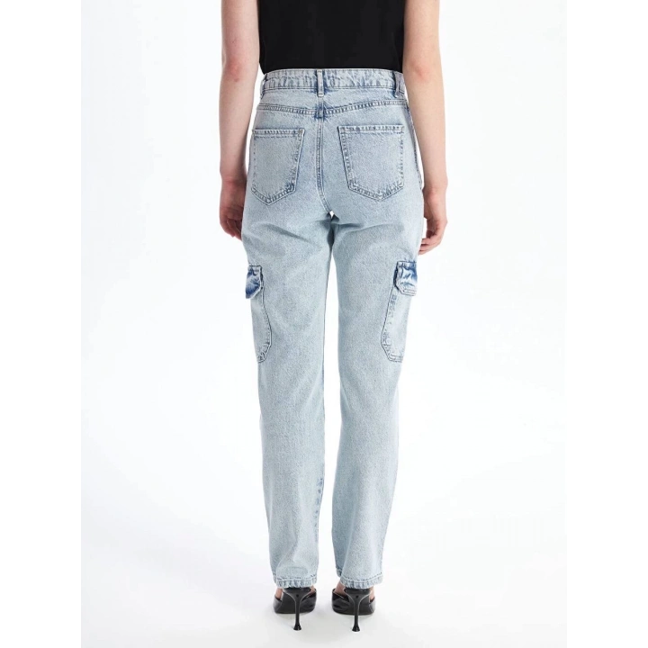 Kargo cep kar yıkama jeans pantolon