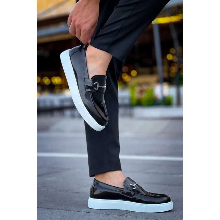 KB-027  Kuback Bağcıksız Siyah Rugan G Günlük Erkek Ayakkabı