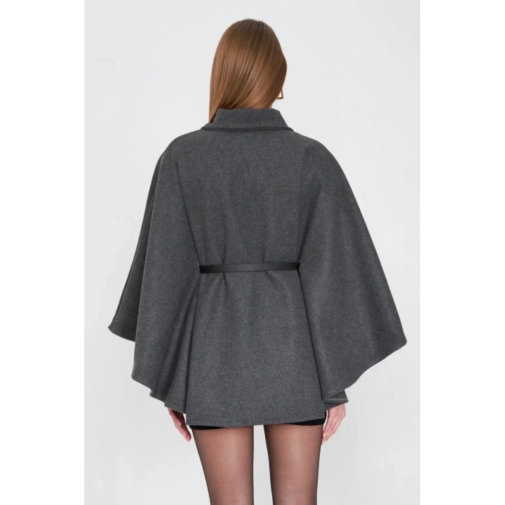 Kemerli kaşe panço antrasit pt