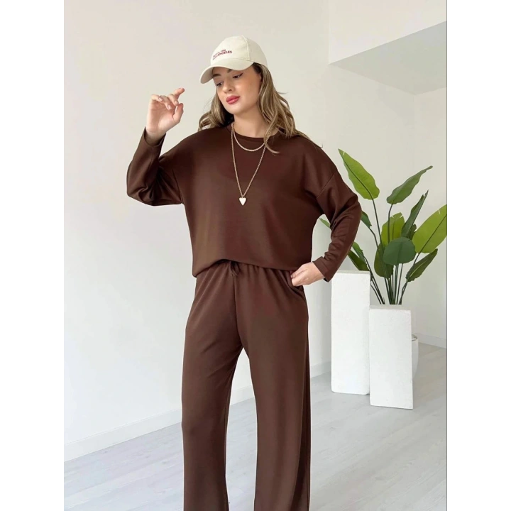 Kollu modal takım kahve