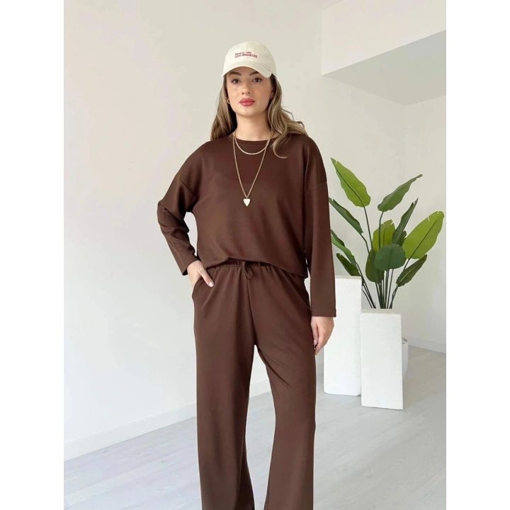 Kollu modal takım kahve