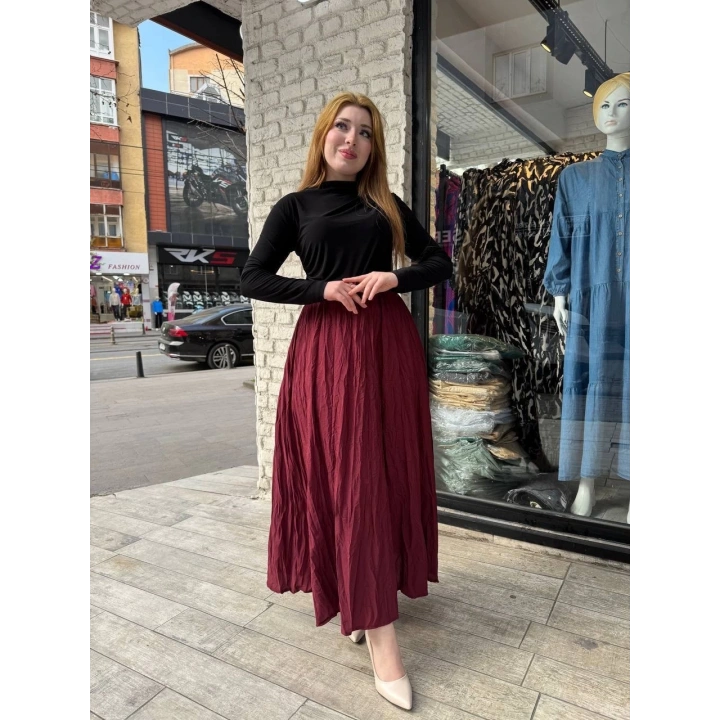 Kraş etek bordo