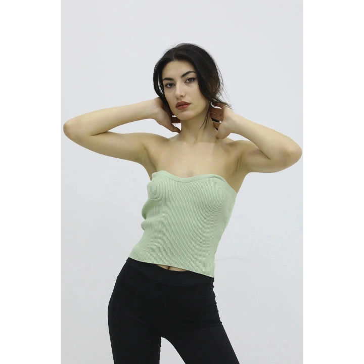 Likralı Triko Büstiyer Yeşil - P-019895