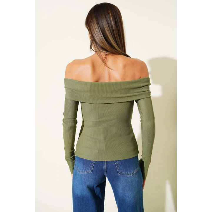 Madonna Yaka Düğmeli Bluz yeşil t4329