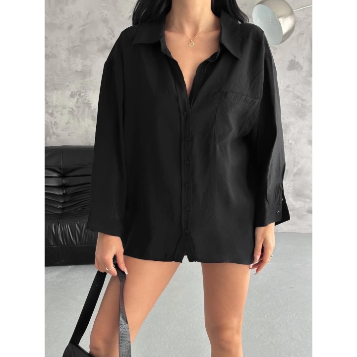 Modal oversize cepli gömlek