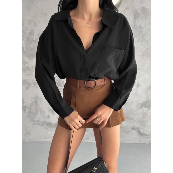Modal oversize cepli gömlek